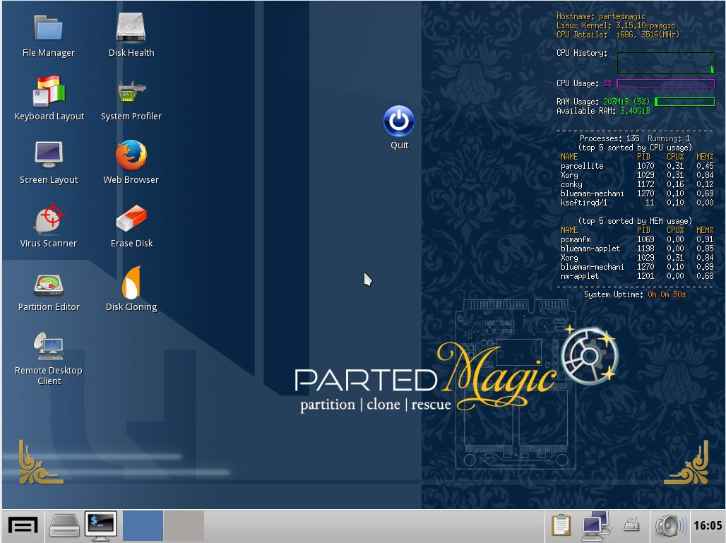 128 BOOT THE PARTED MAGIC ISO FILE (LIVE) USING GRUB4DOS FROM A USB
