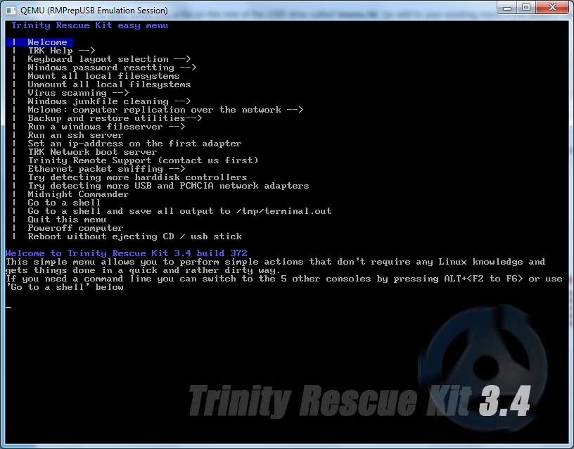 Rescue linux. Trinity Rescue Kit. System Rescue Linux. Сброс пароля Windows. LIVECD. Trinity Rescue Kit 3.4 как пользоваться.