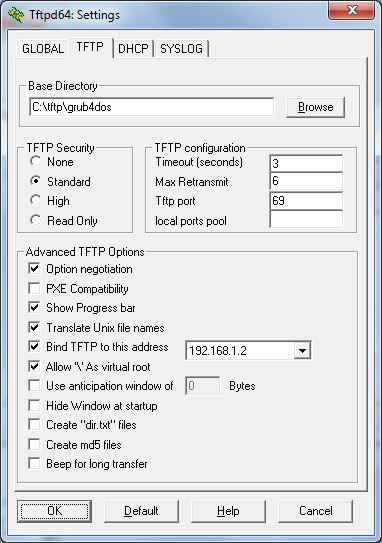 TFTPD64 : an opensource IPv6 ready TFTP server/service for windows : TFTP  server