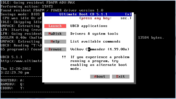 drive snapshot boot cd